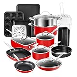 Complete Kitchen In A Box: includes everything you need to completely outfit your kitchen and take cooking and baking to the next level, includes a full cookware set with frying pans, skillets, saucepans, stock pots with tempered glass lids, a deep f...