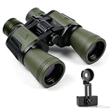 Binocolo 20 x 50 per adulti, binocolo HD con visione notturna, binocolo compatto, con prismi BAK4 e adattatore per smartphone, binocolo tattico per caccia, escursionismo, bird watching
