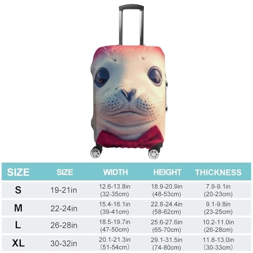 Cute White Seal with Bow Tie Travel Luggage Cover for Suitcase 19-32 Inches Elastic Washable Baggage Protector2