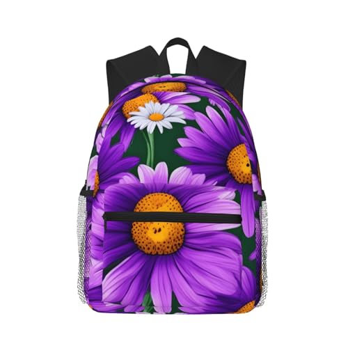 Sac à dos marguerites violettes unisexe pour le sport et le travail en plein air