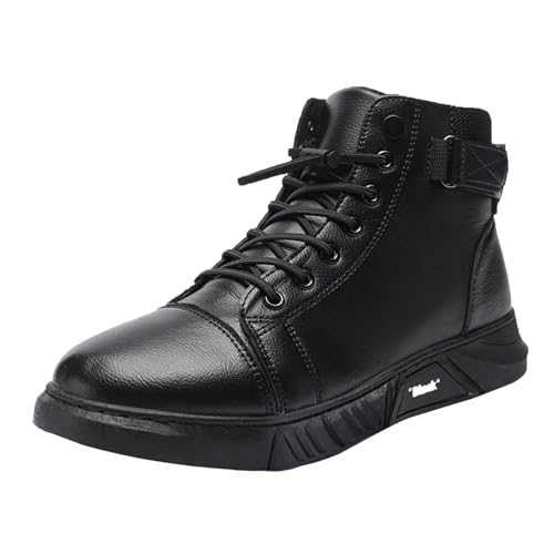 Custom All Black Hight Top Sintético PU Zapatillas de deporte Fabricante de zapatos casuales para hombres Zapatos de hombre Zapatillas altas, Negro , 40 EU
