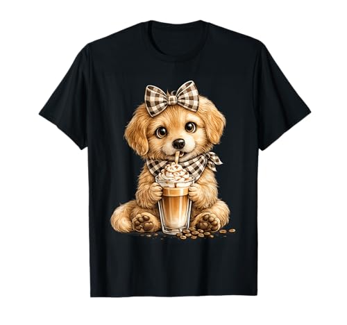 Golden Retriever Drinking Iced Coffee Puppy Dog Meme Humor T-Shirt