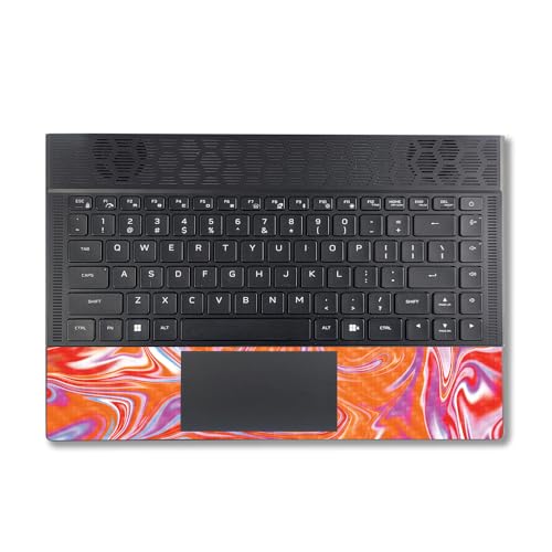 Image of MightySkins Carbon Fiber Skin Compatible with Alienware X14 R2 (2023) Full Wrap Kit - Orange Swirl | Protective, Durable Textured Carbon Fiber Finish | Easy to Apply & Change Styles | Made in The USA