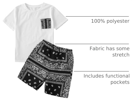 Image of SOLY HUX Boys Boho Paisley Print Short Sleeve T Shirt and Shorts Set 2 Piece Outfits