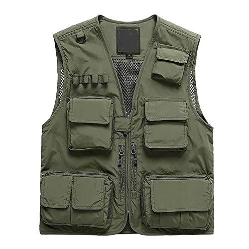 Mens Outdoor Work Safari Fishing Cargo Vest Multi Pocket Sleeveless Jacket