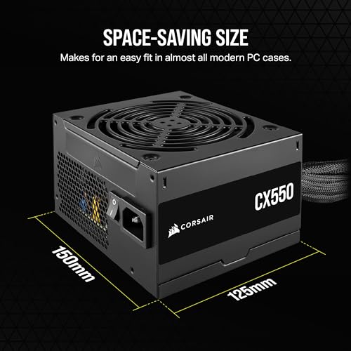 Image of CORSAIR CX550 80 Plus Bronze Non Modular Low-Noise ATX 550 Watt Power Supply - NA - Black