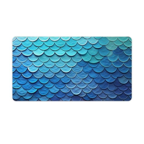 Grand tapis de souris de jeu grand tapis de souris bleu motif écailles