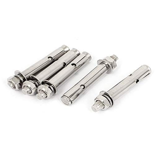 Expansion Bolts, M8x70mm 304 Featured Stainless Steel Through Reliable Efficacy Expansion Sleeve Bolt Anchor 5pcs