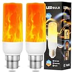 AUAUY LED Flame Light Bulb, 2W B22 Flame Effect Light Bulb, 1400K, Flickering Bulbs, 3 Lighting Modes, Decorative LED Lamps for Home, Garden, Bar, Halloween, Christmas (2 Pcs)