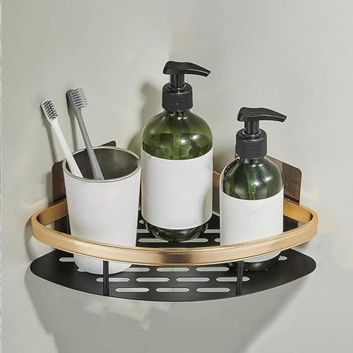 Image of Boniry 1 Pcs Bathroom Accessories Aluminium Heavy Duty Self Adhesive Bathroom Corner Shelf for Wall, Multipurpose Wall Mounted Bathroom Organiser, Washroom Organizer (Gold)