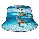 Turtle Bucket Hats Sea Animal Fishman Hat Cool Print Sun Hats Beach Hat Breathable Packable