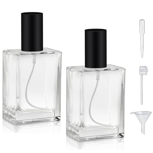 50ml/1.7 Oz Glass Spray Bottle Perfume Atomizer,Travel Refillable Perfume Bottles Empty Classic Spray Bottle 2Pack (Black, 50ml)