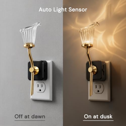 Image of L LOHAS LED 2 Pack Night Lights Plug into Wall, 3000K Soft White | Calla Lily Floral Nightlight with Dusk to Dawn Sensor, 0-100lm Adjustable Brightness, for Hallway Bedroom Stairway