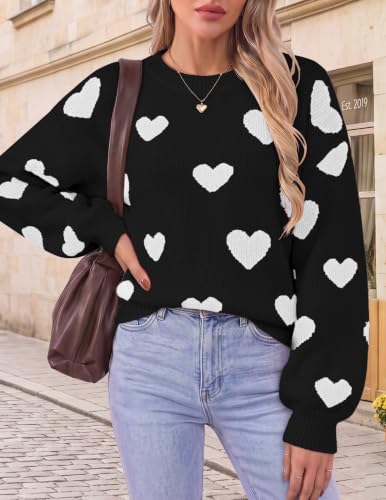 Image of Libsorge Womens Valentine Heart Sweater 2026 Valentines Day Trendy Cute Oversized Long Sleeve Pullover Sweaters