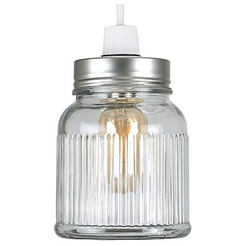 Modern Glass Ribbed Ceiling Pendant Light Shade Cover