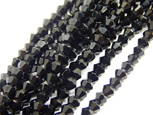 90x Bohemian Crystal Pearls 4 mm Double Cone Czech Pearls Glass Beads Bicone Beads Black, Klein - Image 4