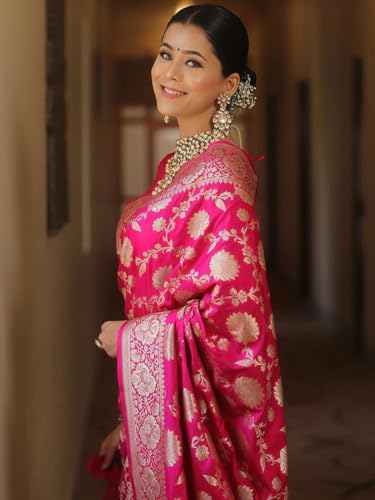 Image of Women's Kanjivaram Soft Silk Banarasi Saree With Blouse Piece | Banarasi Sari For Women | Saree with Blosepiece