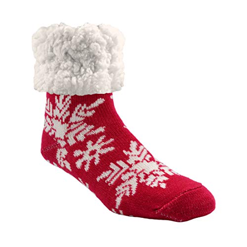 Image of Pudus Cozy Winter Slipper Socks Women & Men w Non-Slip Grippers Faux Fur Sherpa