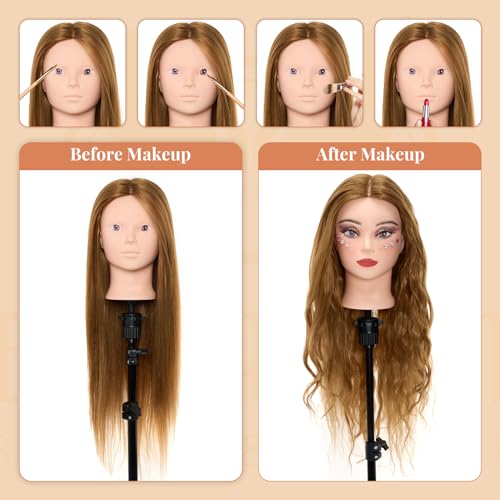 mannequin head with 80 real human hair 28 make up cosmetology manikin practice head with hairbraiding hairdressing doll head with table clamp  diy hair styling set suitable for hair extensions