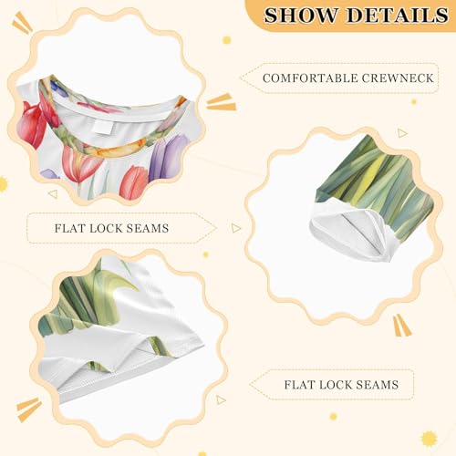 Boys Rash Guard Swim Shirt Long Sleeve UPF+ 50 Sun Shirts Quick Dry Shirt Painting Colorful Tulip for Toddler Kids3