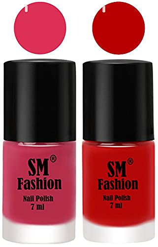 Image of Long Lasting Nail Polish | Nail Paint Combo 7 ml Each) - Set of 2 Dusty Pink-Red