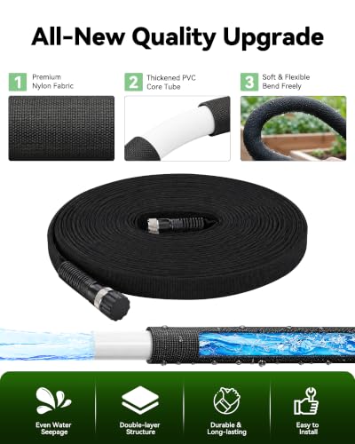 ZELTORK Flat Soaker Hose 50FT for Garden