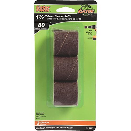 Gator 1.5 in. Dia. x 1.5 in. L Aluminum Oxide Drum Sander Refill 80 Grit Medium 3 pc.