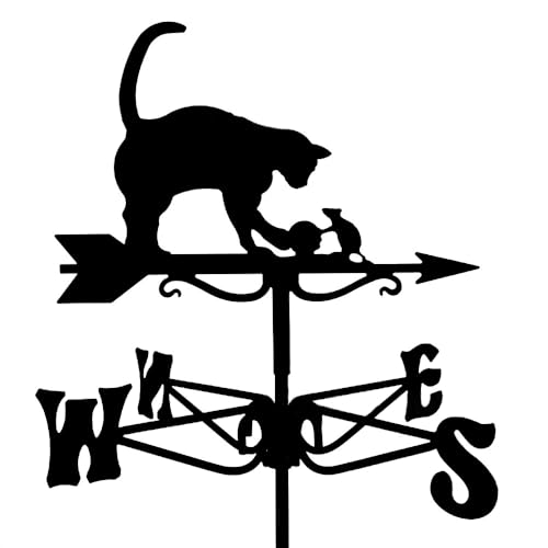 Girouette extérieure chat et souris indicateur de vent noir - 3