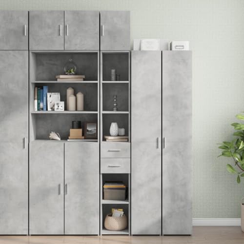Gecheer Armario Estrecho Madera ingeniería Gris hormigón 30x42,5x225 cm,Armario Multiusos,Mueble Auxiliar