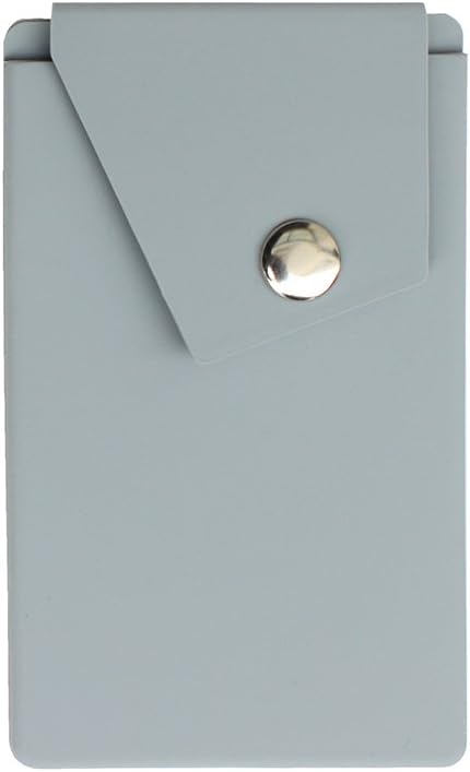 Phone Card Holder,Cell Phone Adhesive Stick on Wallet with Button Sticky on The Phone/Case Back for iPhone,Samsung,LG,Motorola,HTC (Mist Grey)