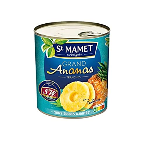 St MAMET les Vergers - Les Fruits en morceaux - Les exotiques - Grand Ananas 10 Tranches Enti ères 344 g