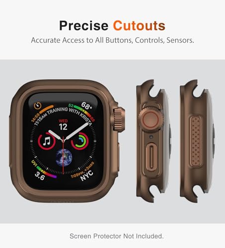 Image of ULTIMAL Metal Case Compatible with Apple Watch Series SE3 /SE2 /SE /6 /5 /4 44mm with Back Cover, Military Grade Shockproof Protective Case, Rugged Cover for iWatch 44mm (Brown)