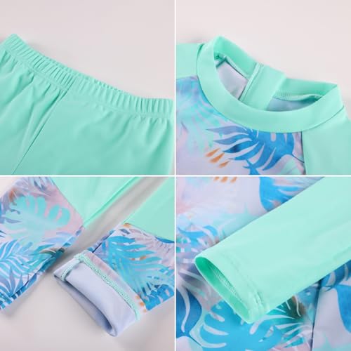 Image of GRACE KARIN Girls Long Sleeve Swimsuit Mermaid Bathing Suit Rash Guard Swimwear 4 Piece Size 5-12