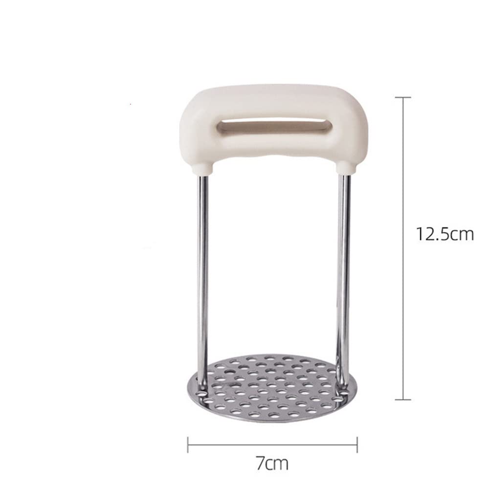 Potato Masher, Potato Reicer en acier inoxydable avec poignée en matériau PP, ustensile de masher alimentaire, masher à la main, masher végétatable, nettoyage à vaisselle (WHITE)