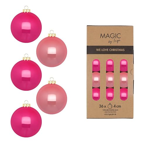 Weihnachtskugeln Glas 4cm 36 Stück - matt & glänzend - Kleine Christbaumkugeln Weihnachtsbaumkugeln für Weihnachten - Christbaumschmuck & Weihnachtsbaumschmuck Pink Rosa - Candy Shop