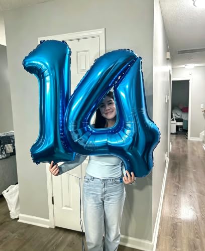 Image of Number Balloons 11 Balloon Dark Blue for 11th Birthday Decorations, 40 inch | Saturated Color, Large 40 in, With Inflation Straw & Hanging Hole, Great for Men's Party, Back-To-School Season, Pool Party