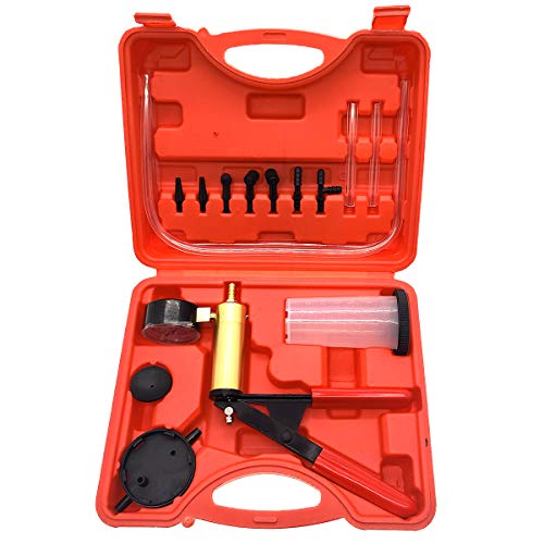 Brake System Bleeding Tools Brake Bleeder Kit Hand held Vacuum Pump Test Set for Automotive,2 in 1 with Adapters Case(16PCS) 
