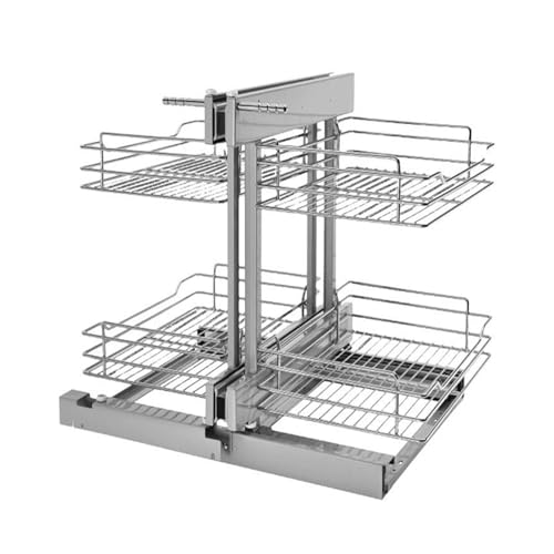 Mueble esquinero de cocina, armario de esquina de 2 niveles, armario de esquina extraíble, 4 cajones de almacenamiento de metal, organizador de armario de esquina de cocina