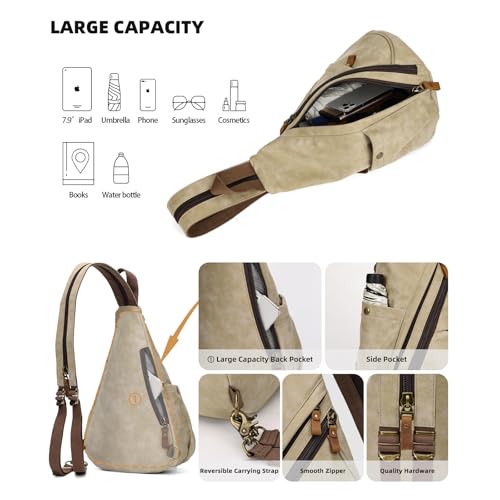 Image of KL928 PU Leather Sling Bag - Small Crossbody Backpack Shoulder Casual Daypack Rucksack for Men Women