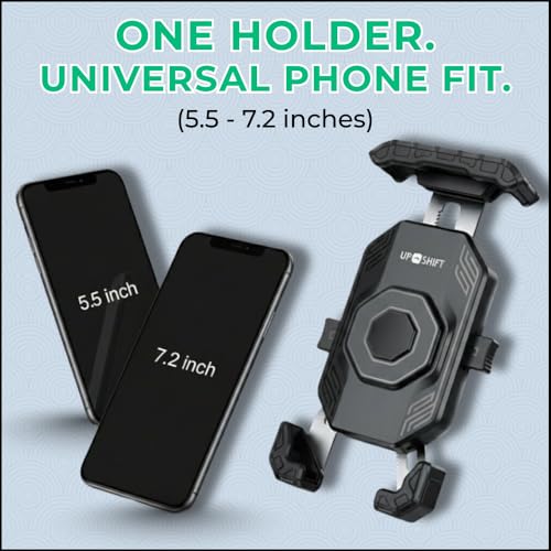 Image of Upshift FC4 Y-Grip Waterproof Bike Phone Mount | Anti-Vibration Universal Mobile Holder with 360 Rotation | Secure Handlebar Mount for Motorcycle, Scooter & Bicycle | Fits 4.0-7.0 inch Smartphones