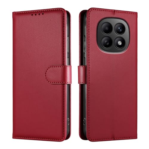 JUNETOP Funda para Xiaomi Redmi Note 15 (4G/5G) / Poco M8 5G, Carcasa Libro con Tapa Piel Cuero PU de Calidad [Protección Bloqueo RFID]   Rojo