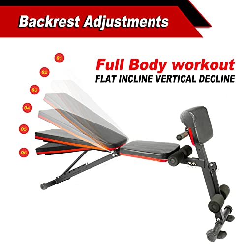 Weight Bench Adjustable, Workout Exercise Equipment for Home Gym, Utility Weight Bench for Full Body Workout, Incline Extension AB Bench for Strength Training Equipment