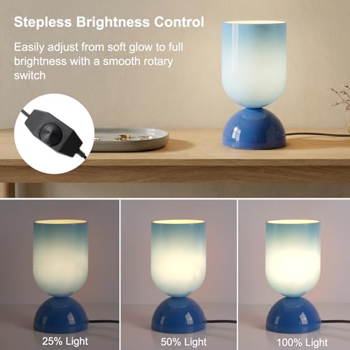 Lámpara de mesa moderna de vidrio 8.9 pulgadas azul miniatura 5