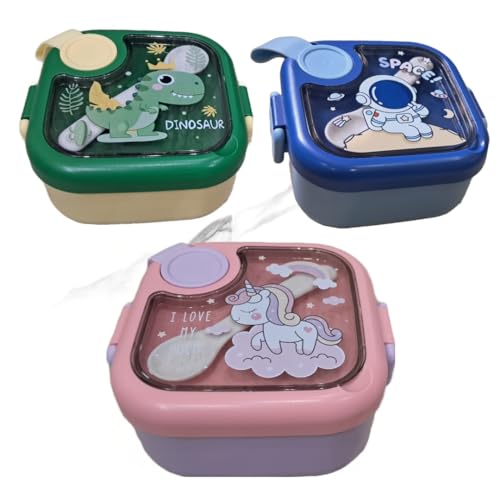 Stainless Steel Small Random Cartoon Theme Lunch Box for Kids, Ti...