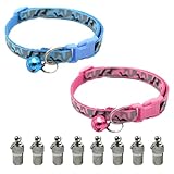 ACHARD 8 targhette identificative per gatti anti-smarrimento e 2 collari per animali domestici, targhette identificative per animali domestici