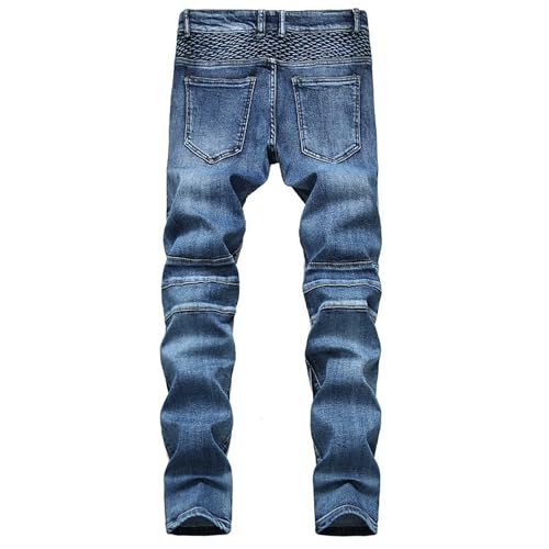 Men's Slim Fit Jeans Ripped Skinny Jeans for Men Fashion Biker Jeans Stretch Moto Denim Pants2
