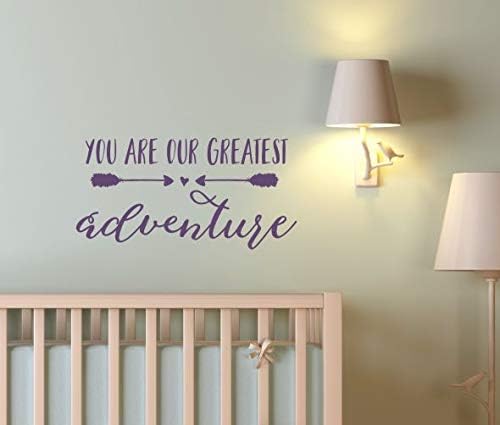 Nursery Our Greatest Adventure Decor Baby Room Wall Art Decal Stickers 23x12-Inch Plum image 2