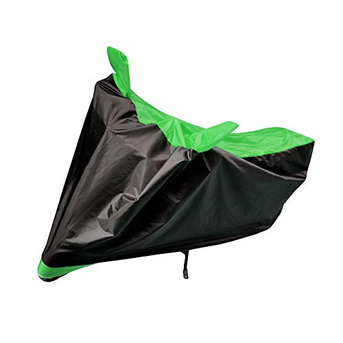 Image of Auto Hub Bike Cover Compatible with Hero Hf Deluxe with Mirror Pocket, Dustproof, Heat Resistant, Triple Stitched, Hf Deluxe Bike Cover- Black, Green