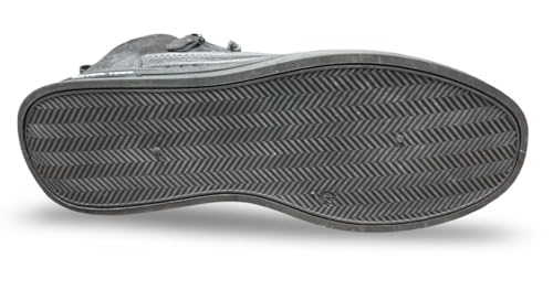Image of High-Top Leather Sneakers, Lace-Up Casual Boots with Padded Collar, Herringbone Sole Pattern
