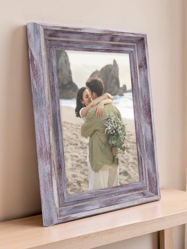 Image of GOLDEN PEACOCK 5x7 Inch Photo Frame - Antique Dusty Grey Finish | Elegant Wall Hanging & Tabletop Picture Frame for Home Decor, Office & Gifting